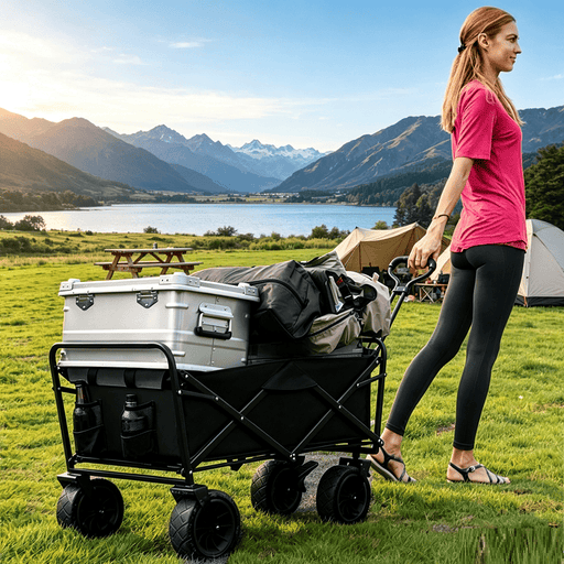 dealonline.co.nz dealonline.co.nz Foldable Outdoor Trolley Picnic Camping Cart 360° Rotating Wheels Foldable Outdoor Trolley Picnic Camping Cart 360° Rotating Wheels