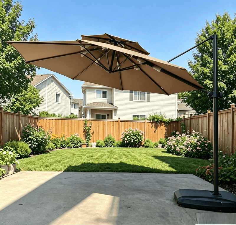 dealonline.co.nz Deal Online NZ 3M Outdoor Patio Umbrella With Base 3M Outdoor Patio Umbrella With Base Khaki 2.5m Tall