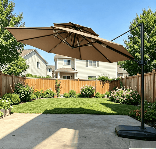 dealonline.co.nz Deal Online NZ 3M Outdoor Patio Umbrella With Base 3M Outdoor Patio Umbrella With Base Khaki 2.5m Tall