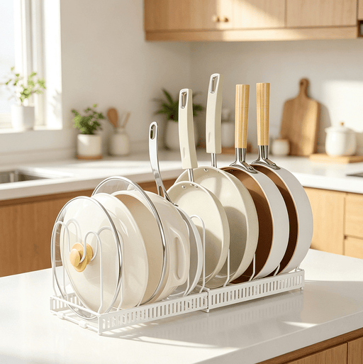 dealonline.co.nz dealonline.co.nz Adjustable Pot Lid Organizer Dividers Rack 10 Grid-White Adjustable Pot Lid Organizer Dividers Rack 10 Grid-White