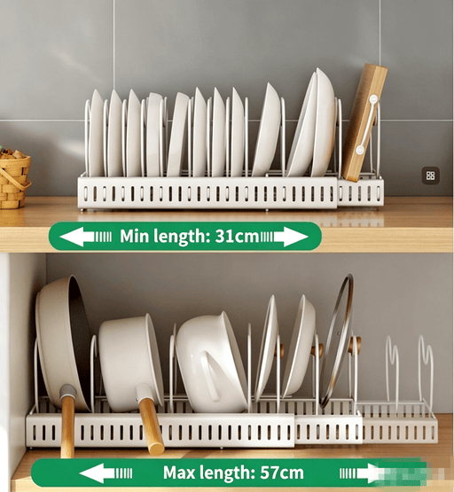 dealonline.co.nz dealonline.co.nz Adjustable Pot Lid Organizer Dividers Rack 10 Grid-White Adjustable Pot Lid Organizer Dividers Rack 10 Grid-White