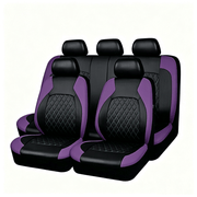 dealonline.co.nz Deal Online NZ Universal Faux Leather Car Seat Cover Set Black Purple Accents Universal Faux Leather Car Seat Covers Black Purple