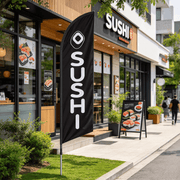 dealonline.co.nz dealonlinenz 'SUSHI' 3.4m Ground Drill/SET Commercial Feather Banner Flag Sushi Feather Banner Flag 3.4m Ground Stand UV Proof
