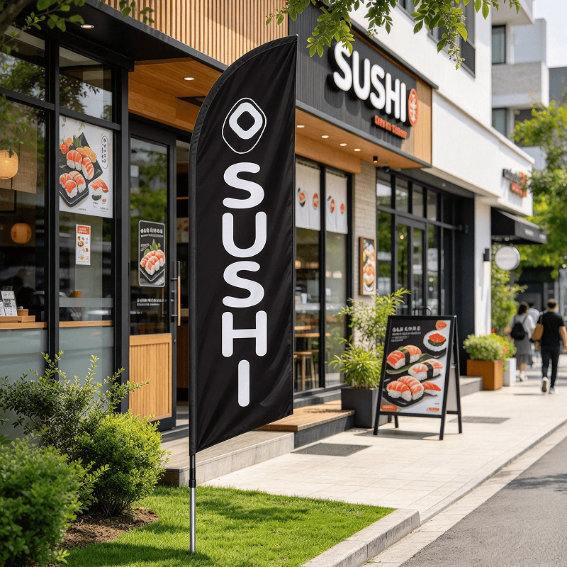 dealonline.co.nz dealonlinenz 'SUSHI' 3.4m Ground Drill/SET Commercial Feather Banner Flag Sushi Feather Banner Flag 3.4m Ground Stand UV Proof