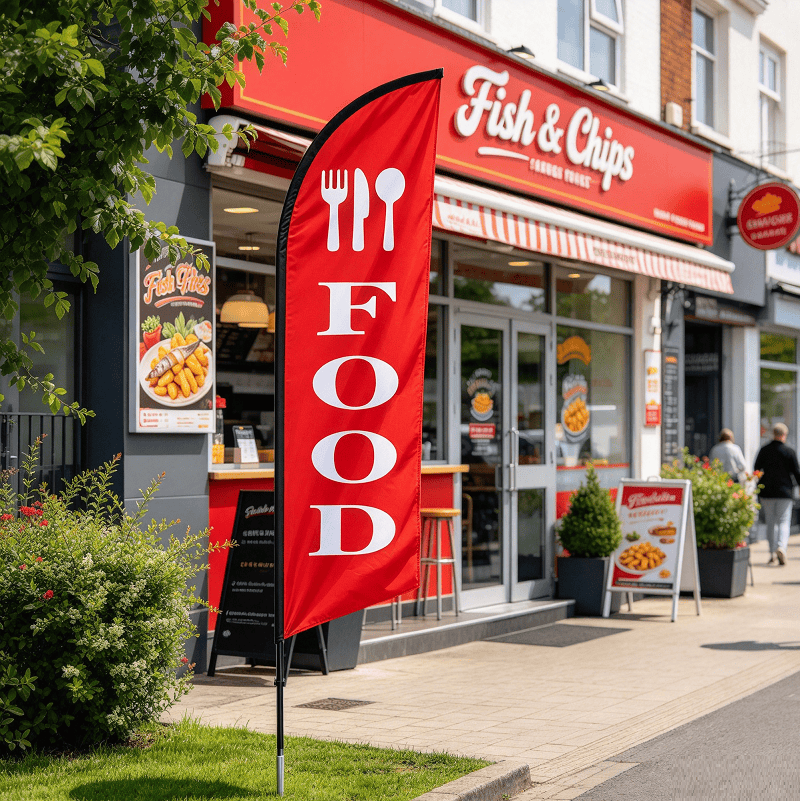 dealonline.co.nz dealonlinenz "FOOD"  Commercial Feather Banner 3.4m Double Sided Flag ONLY "FOOD"  Commercial Feather Banner 3.4m Double Sided Flag ONLY