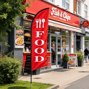 dealonline.co.nz dealonlinenz 'FOOD' 3.4m Drill/SET Commercial Feather Banner Flag with Base 'FOOD' 3.4m Drill/SET Commercial Feather Banner Flag with Base
