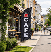 dealonline.co.nz dealonlinenz 'CAFE-BLACK' 3.4m Double Sided Sign Commercial Feather Banner Flag Cafe Black 3.4m Double Sided Feather Banner Flag