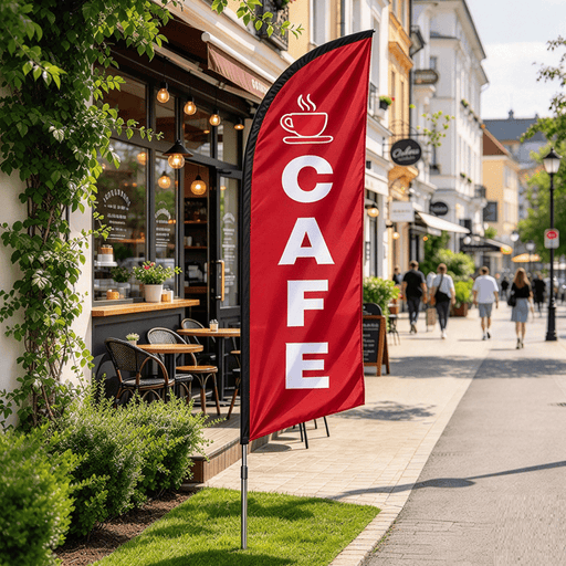 dealonline.co.nz dealonlinenz 'CAFE-RED' 3.4m Sign Commercial Feather Banner Flag 'CAFE-RED' 3.4m Sign Commercial Feather Banner Flag