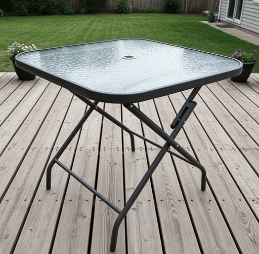 dealonline.co.nz dealonlinenz 90CM Foldable Tempered Glass Garden Table 90CM Foldable Tempered Glass Garden Table
