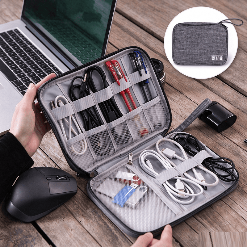 dealonline.co.nz dealonlinenz Travel Electronic Organizer Bag Portable Waterproof Cable Organizer Pouch Two Layer Waterproof USB Cable Organizer Bag