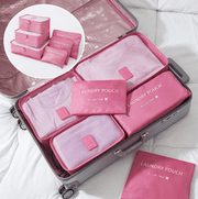 dealonline.co.nz dealonlinenz 6 Pcs Packing Cubes Set Travel Luggage Organizer Bags - Pink Pink 6 Piece Travel Storage Bag Set For Clothes
