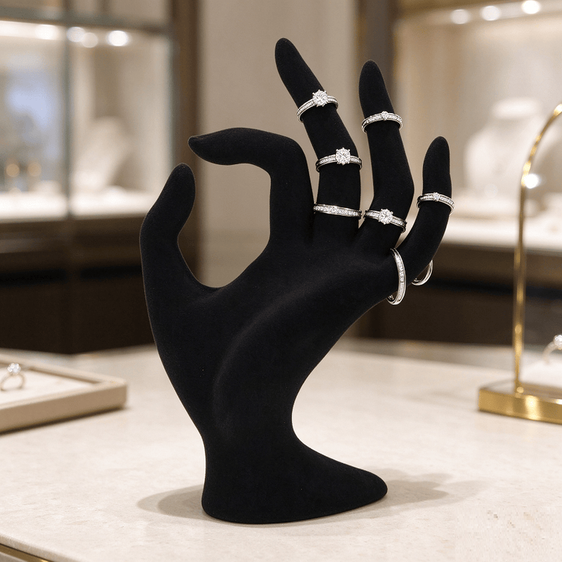 dealonline.co.nz dealonlinenz Female Hand Mannequin Model Black Velvet Jewellery Display Stand Black Velvet Female Mannequin Hand For Jewelry Display