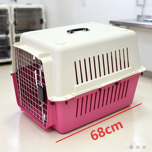 dealonline.co.nz dealonlinenz Dog Cat Pet Cage Travel Carrier Crate - PINK L68CM Large 68cm Pink Pet Travel Cage Carrier Crate