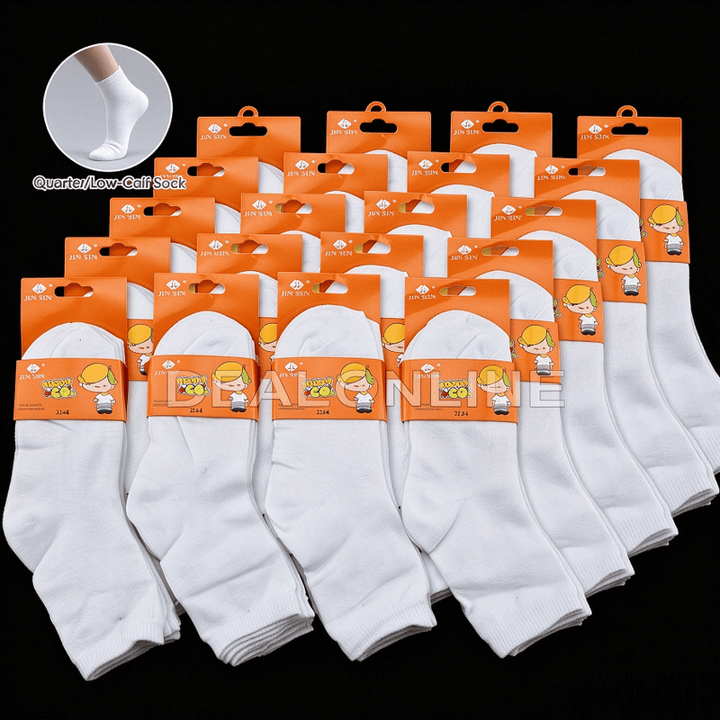 dealonline.co.nz dealonlinenz WHOLESALE - (60 Pairs) Kids' White Socks 4-7YEAR Wholesale 60 Pairs Kids White Cotton Socks 4 7 Low Cut