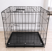 dealonline.co.nz dealonlinenz Pet Cage - 50CM Wide Collapsible Metal Pet Cage BLACK Collapsible Metal Pet Cage 50cm Wide With Front Tray
