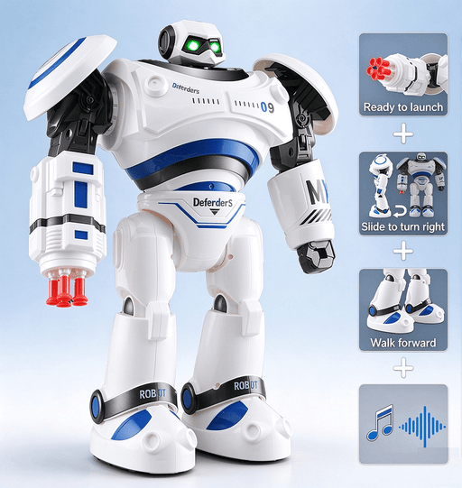 dealonline.co.nz dealonlinenz Intelligent RC Robot Toy Remote Control Robot AD Police RC Robot With Light And Sound Defender