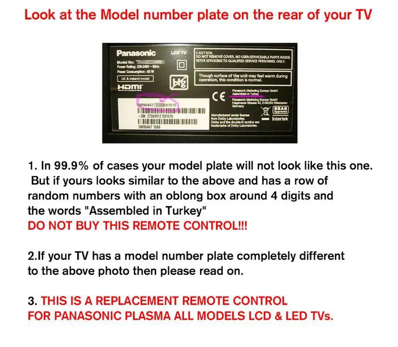 Panasonic Smart LED LCD TV Remote with NETFLIX Button by salelink.co.nz