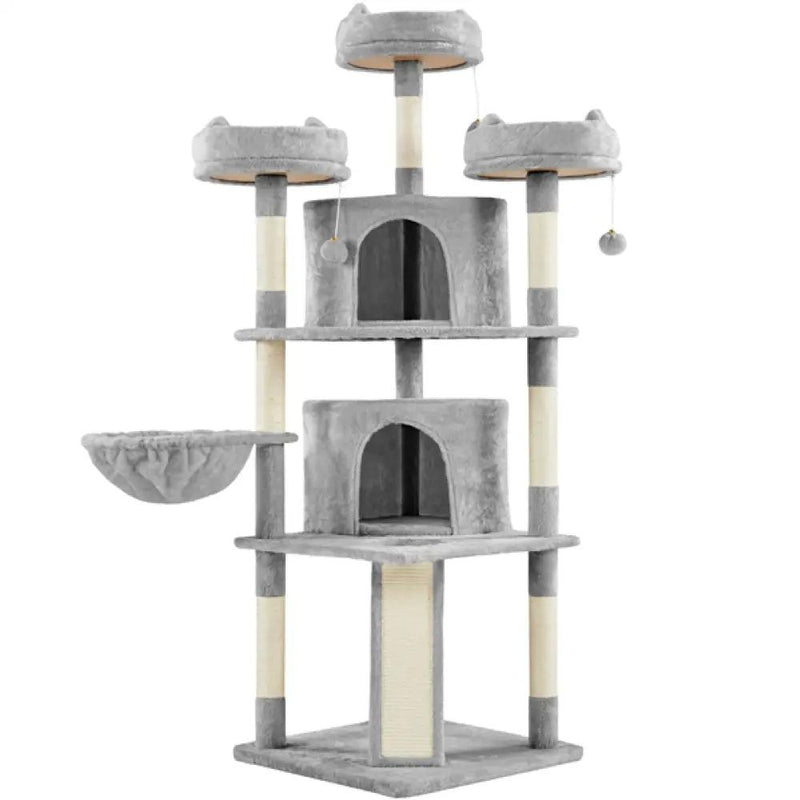 Large Cat Tree Big Cat House Plush Cat Tower by Yaheetech