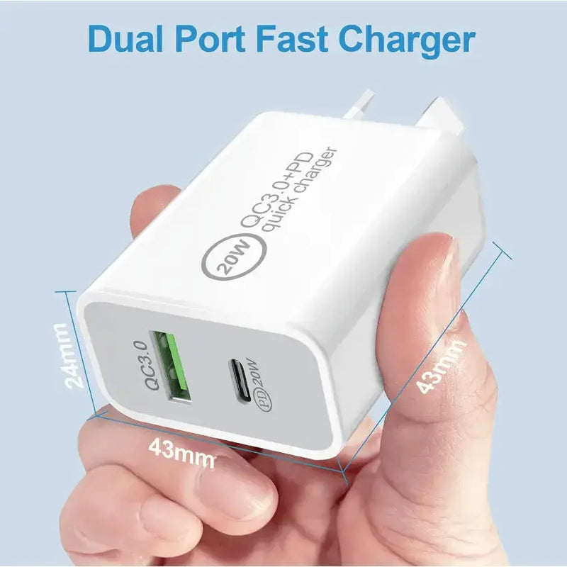 techplus 20W Fast Wall Charger – USB-C PD Charger with Type-C Cable TechPlus 20W USB C PD Fast Wall Charger With Cable
