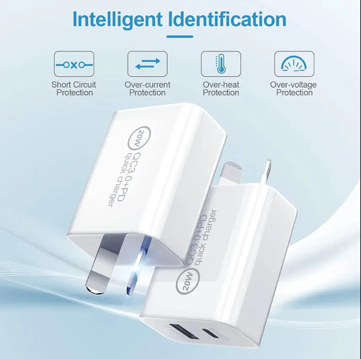 20W Fast Wall Charger – USB-C PD Charger with Type-C Cable by techplus