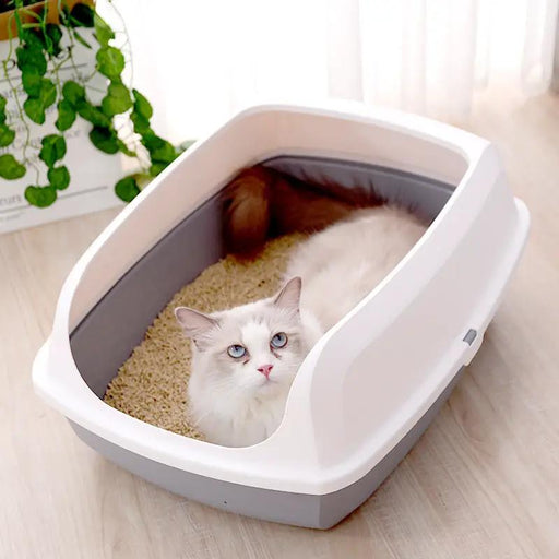 Cat Kitty Litter Tray with Scoop - Grey - L 56×42×24cm by dealonline.co.nz