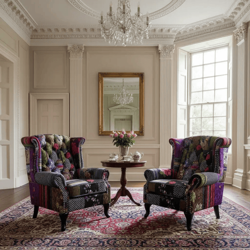 BroDeals Arm Chairs, Recliners & Sleeper Chairs Patchwork Wingback Large Chair Patchwork Wingback Large Chair