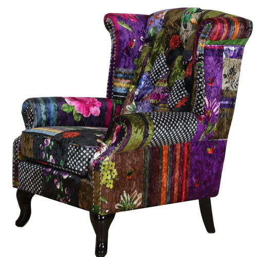 BroDeals Arm Chairs, Recliners & Sleeper Chairs Patchwork Wingback Large Chair Patchwork Wingback Large Chair