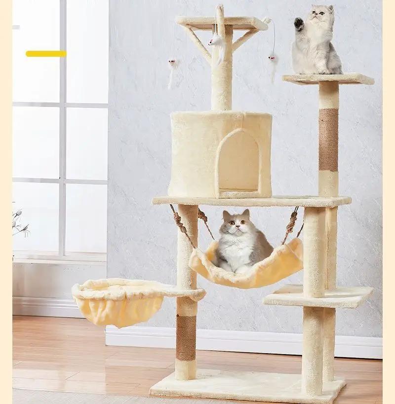 Cat Tree Scratching Post with Mouse 125CM - Beige by dealonline.co.nz
