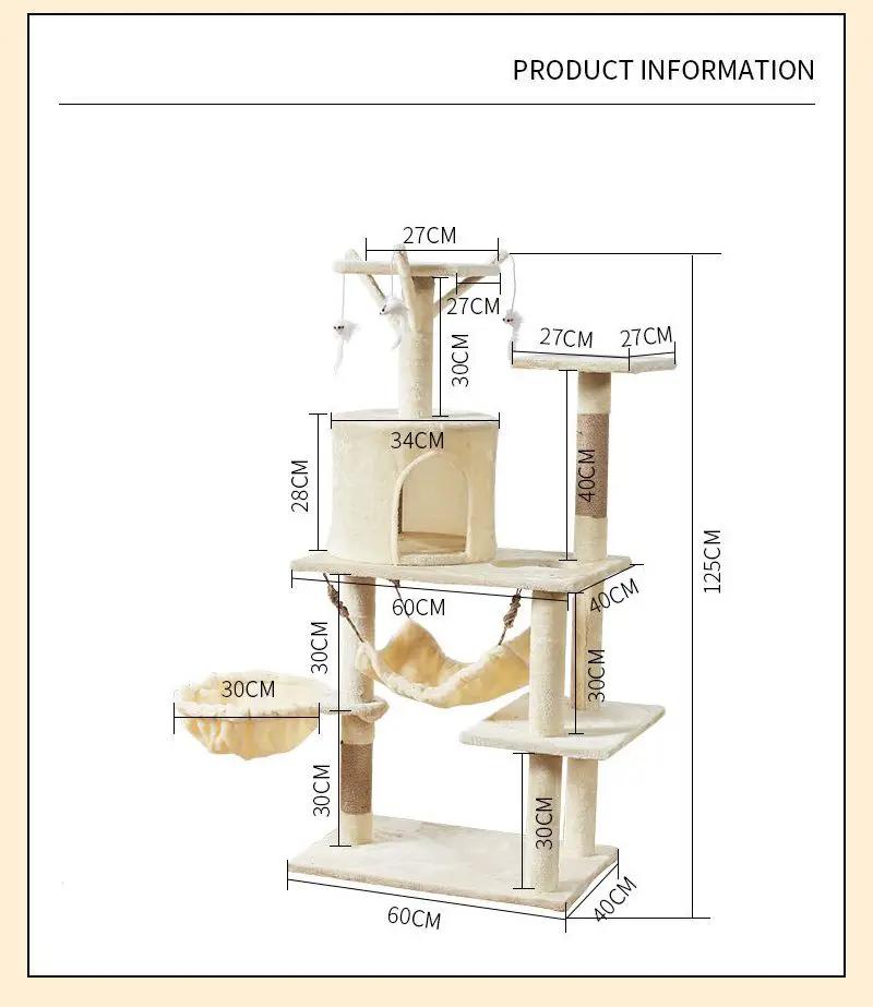 Cat Tree Scratching Post with Mouse 125CM - Beige by dealonline.co.nz