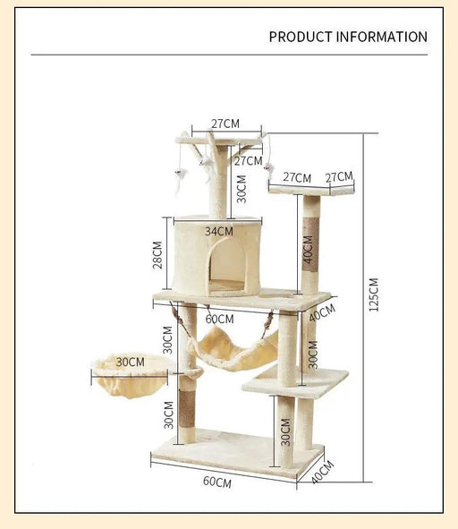 Cat Tree Scratching Post with Mouse 125CM - Beige by dealonline.co.nz