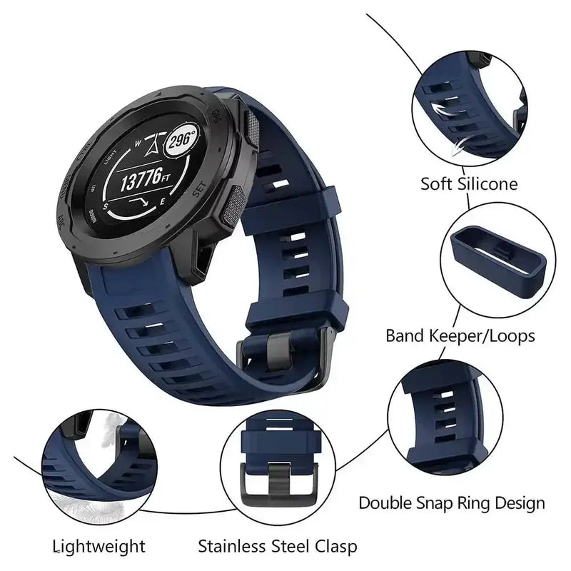Soft Silicone Strap for the Garmin Instinct 1/2/Solar/Tactical Series (available in 5 colours) by Habicare