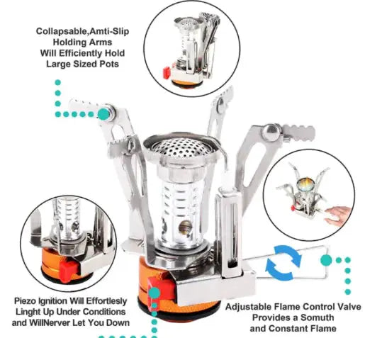 Portable Camping Stove Set - Compact Outdoor Cooking System with Windscreen | Backpacking Gas Stove by Mead's Supply & Equipment Outfitters limited