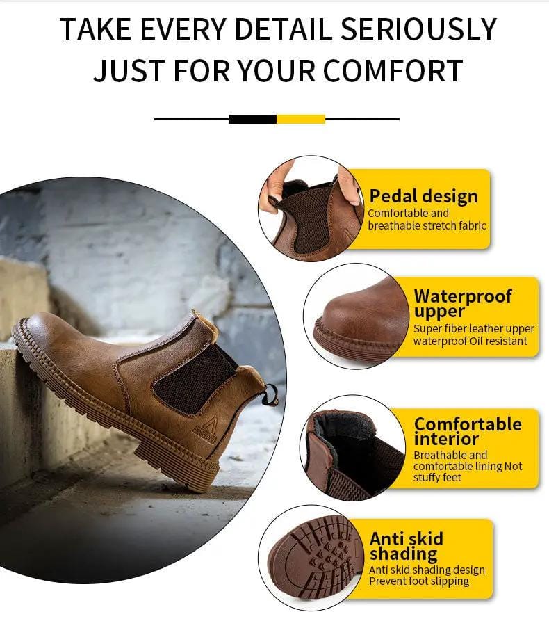 dealonline.co.nz dealonlinenz Steel Toe Work Shoes Slip On Safety Oiled Leather Boot Puncture Proof Soft Light Steel Toe Work Shoes Slip On Safety Oiled Leather Boot Puncture Proof Soft Light