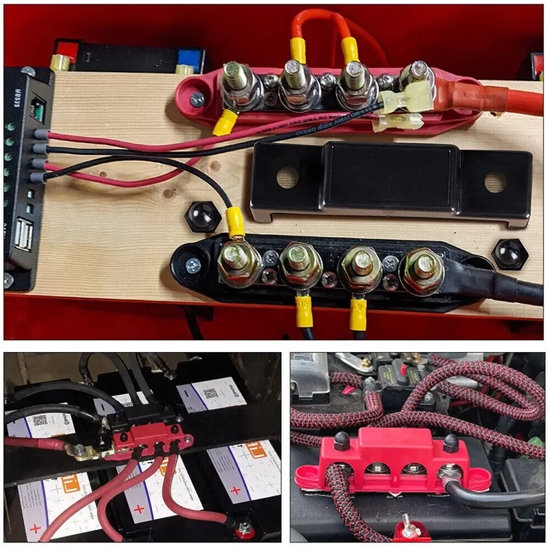 2PCS Positive Negative Bus Bar Battery Power Distribution Block 4xM10 Terminal by salelink.co.nz