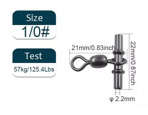 21mm 57kg Swivel Sleeves 3-way Fishing Swivels Crane 10 PK 2.2mm Line Size dimensions and specifications