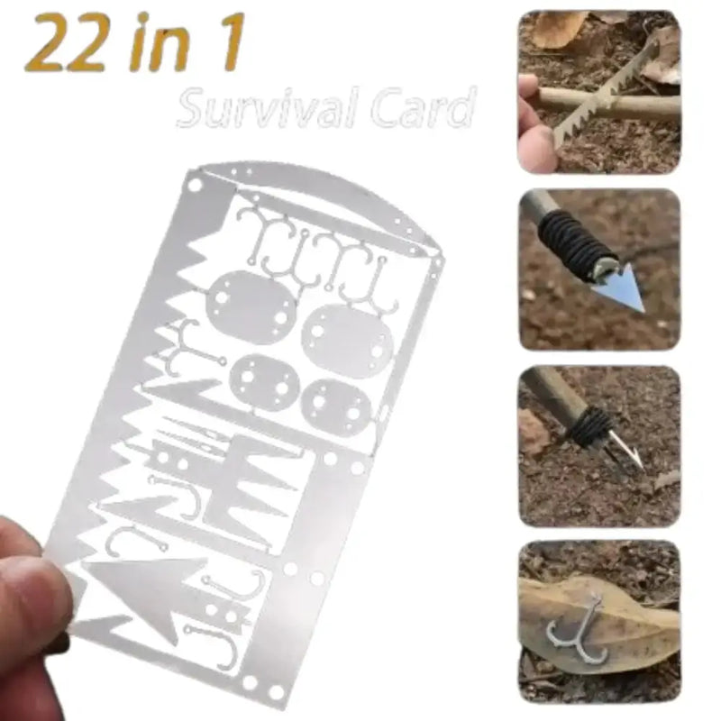 22-in-1 Stainless Steel Survival Tool Card by Habicare