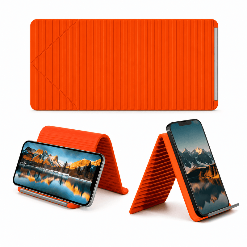 techplus Bendable Silicone Phone Holder – Foldable Mobile, Tablet & Desktop Stand Orange Black Bendable Silicone Phone Holder – Foldable Mobile, Tablet & Desktop Stand Orange Black