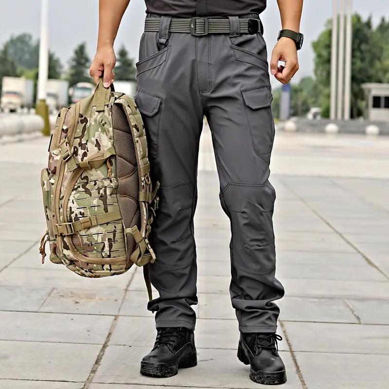 Men's Tactical Pants Water Resistant Flex Ripstop Cargo Pants - Black by dealonline.co.nz