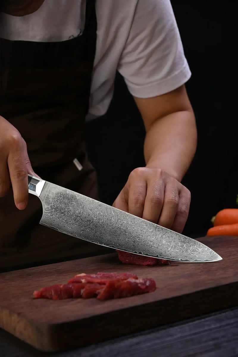 Kegani 8 Inch Japanese Kiritsuke Chef Knife, Japanese 67 Layers VG-10 Damascus Knife, Ebony FullTang Handle Natural Texture Japanese Knife Sushi Knife Gyuto Knife - Kiritsuke Chef Knife by China Dropship
