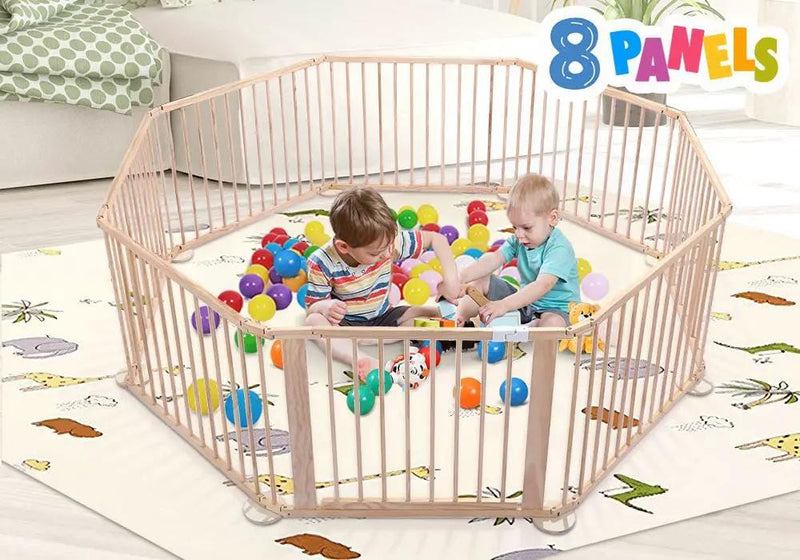 8PC WOODEN BABY PLAYPEN by Kiwi Grab