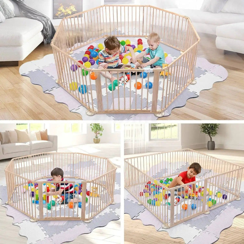 8PC WOODEN BABY PLAYPEN by Kiwi Grab