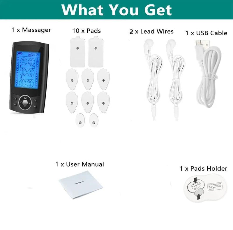 TENS Massager Machine with 24 Massage Modes & 10 Pads by salelink.co.nz