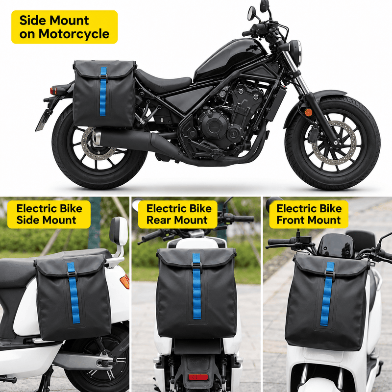 ECOTREK Bike Bags Waterproof Roll-Top Bag for E-Bikes, Motorcycles & Bicycles XY13451 Waterproof Roll-Top Bag for E-Bikes, Motorcycles & Bicycles XY13451