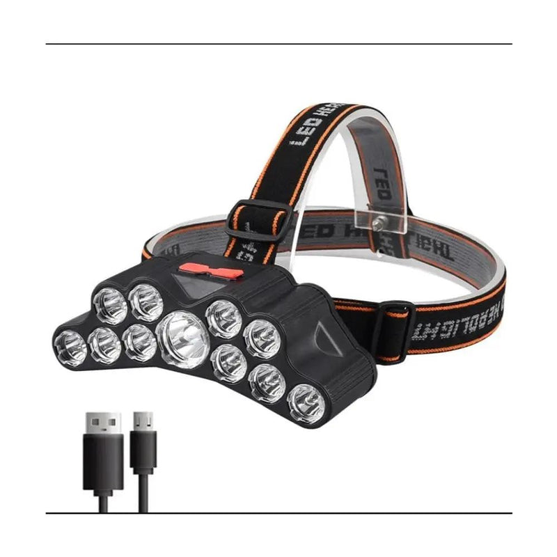 11 LED USB Rechargeable Flashlight With Builtin 18650 Battery Strong Light Camping Adventure Fishing Head Light Headlamp by China Dropship