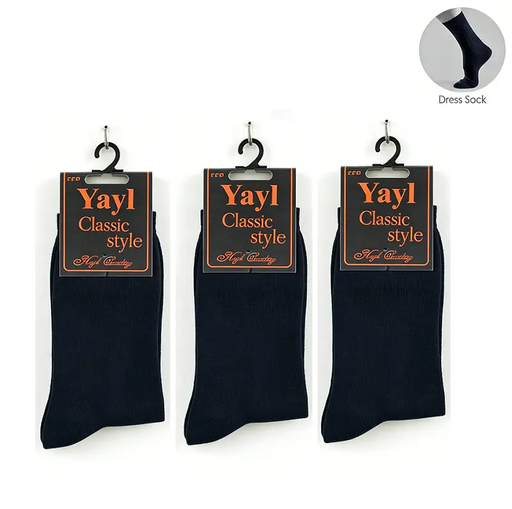 3 Pairs Business Socks Crew Socks Men's Navy Dress Socks by dealonline.co.nz