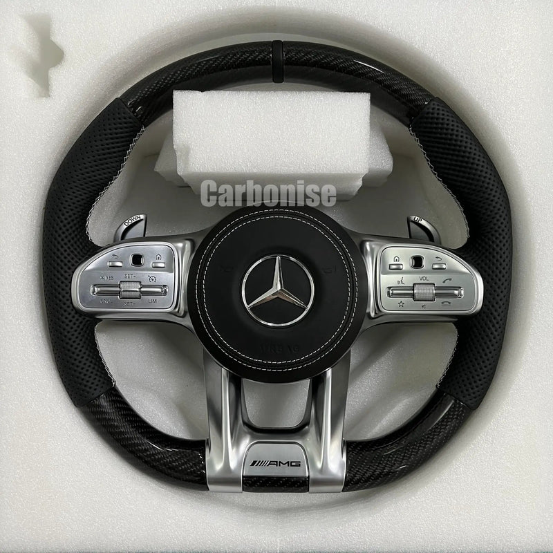 Mercedes-Benz Steering Wheel (Carbon Fiber+Perforated Leather) #22 by CARBONISE