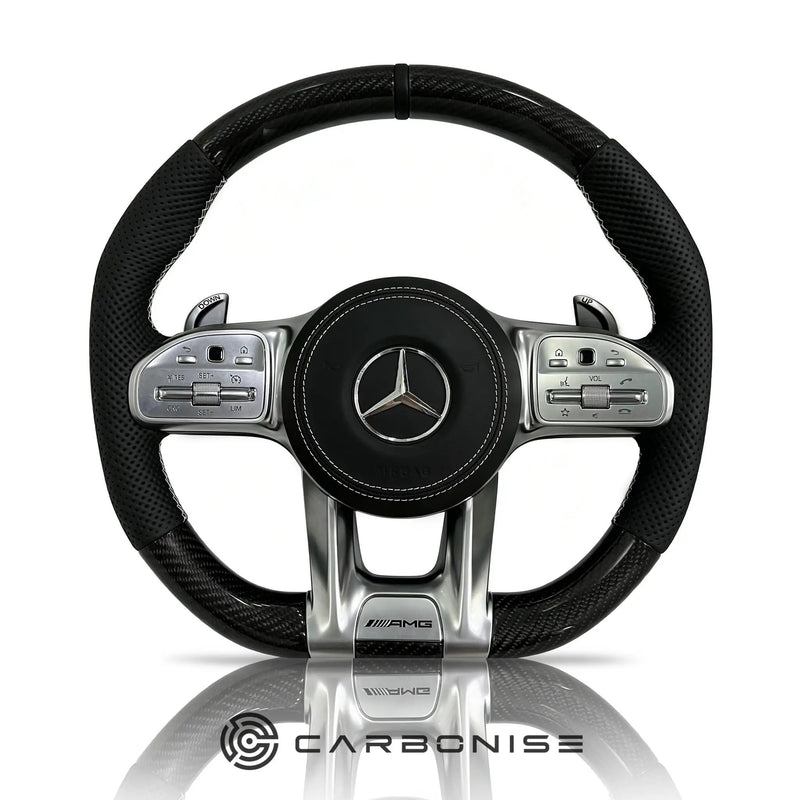 Mercedes-Benz Steering Wheel (Carbon Fiber+Perforated Leather) #22 by CARBONISE