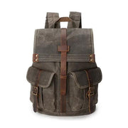 Men's Waxed Canvas Backpack — Vintage Leather Trim Waterproof | Travel & Hiking by Mead's Supply & Equipment Outfitters limited
