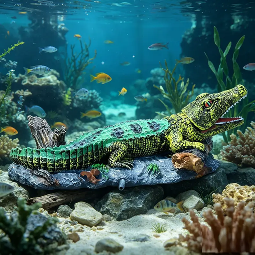 Fish Tank Decoration / Aquarium Ornament, Crocodile by dealonline.co.nz
