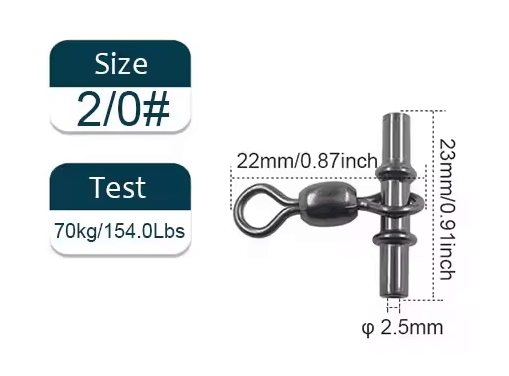23mm 70kg Bran Swivel Sleeves 3-way Fishing Swivels dimensions and specifications.
